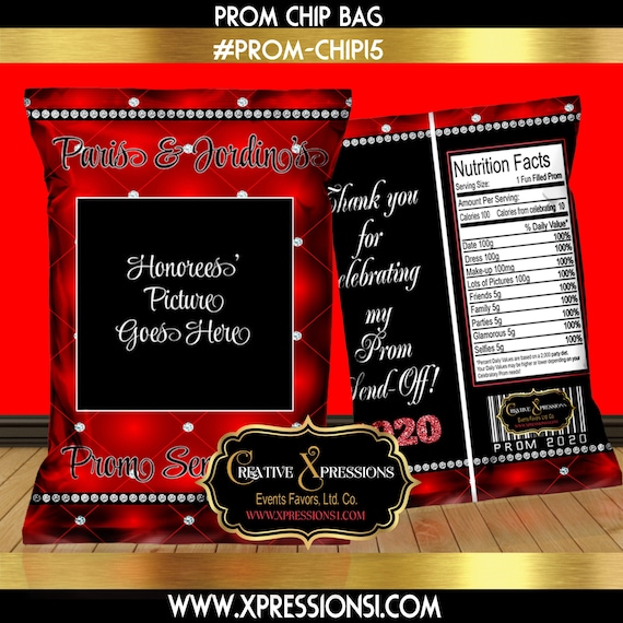 Red and Black Prom Theme Chip Bag Prom Party Favor Black Etsy UK