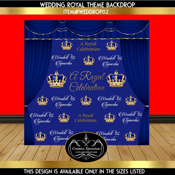 Royal Wedding Theme Backdrop Blue and Gold Backdrop Blue Etsy