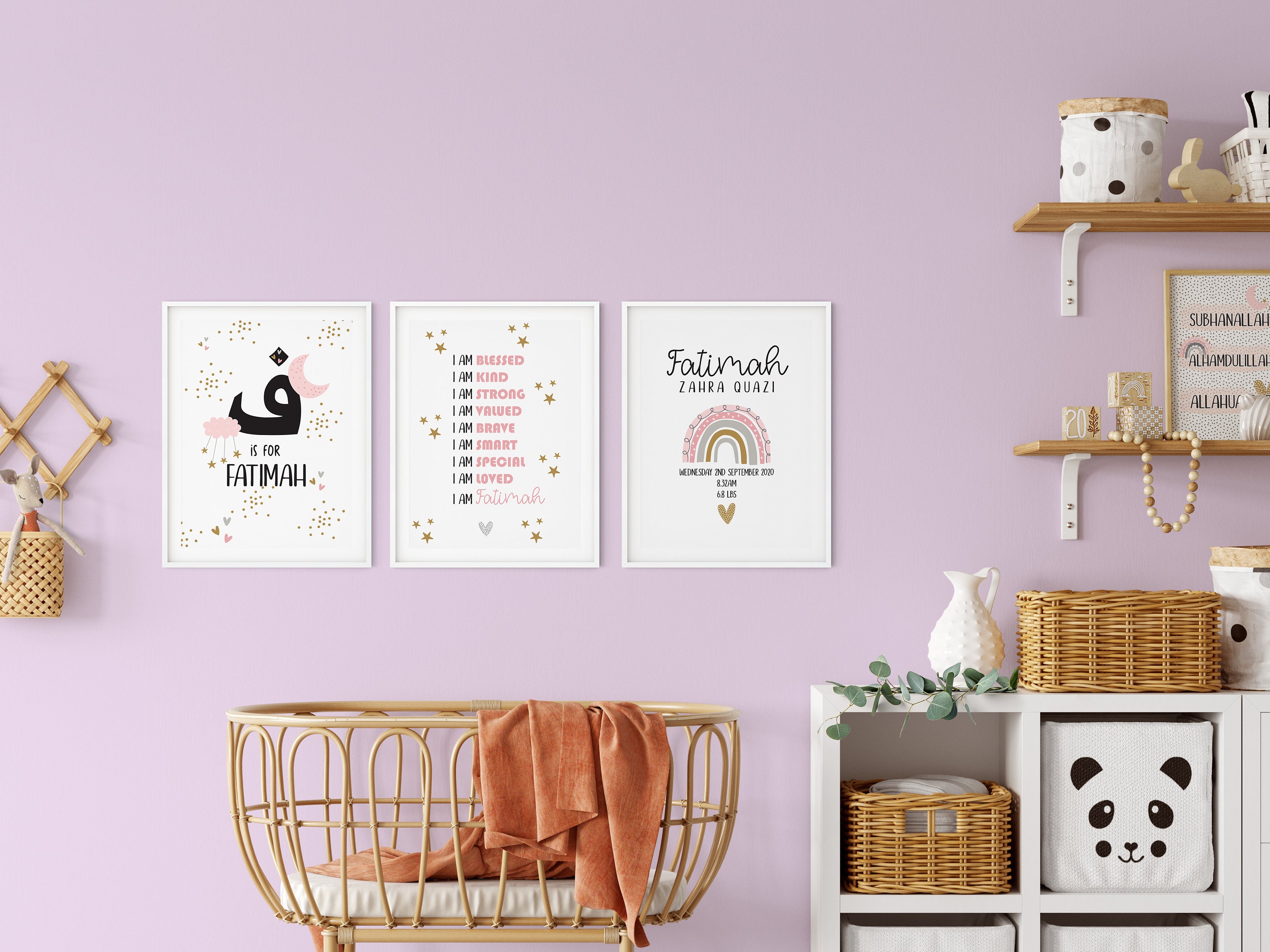 Personalised Islamic Nursery Wall Art Calligraphy Etsy