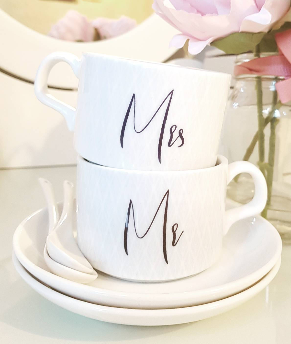 Personalised tea cup saucer gift set couples gift gift set Etsy
