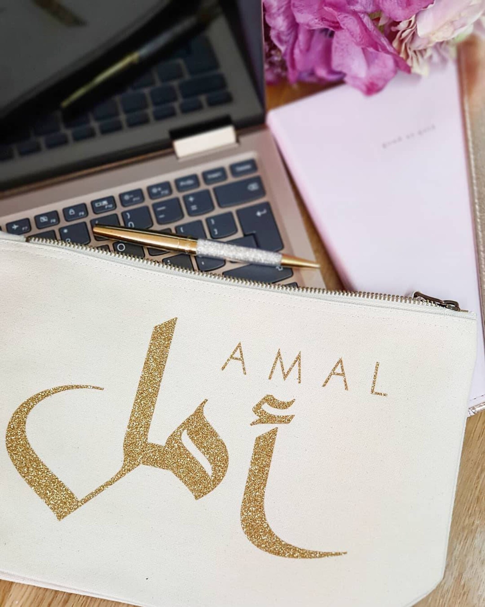 Personalised Bag Arabic Text Accessory Bag Makeup Bag Etsy UK