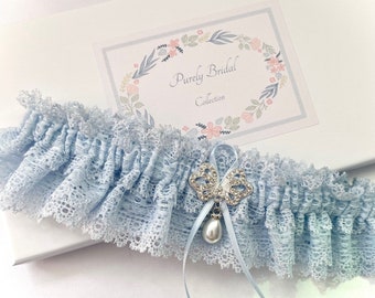 Powder Blue Wedding Garter, Various Sizes