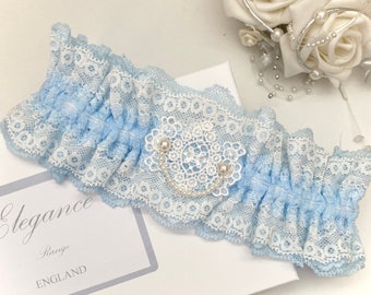 Blue Wedding garter, vintage style