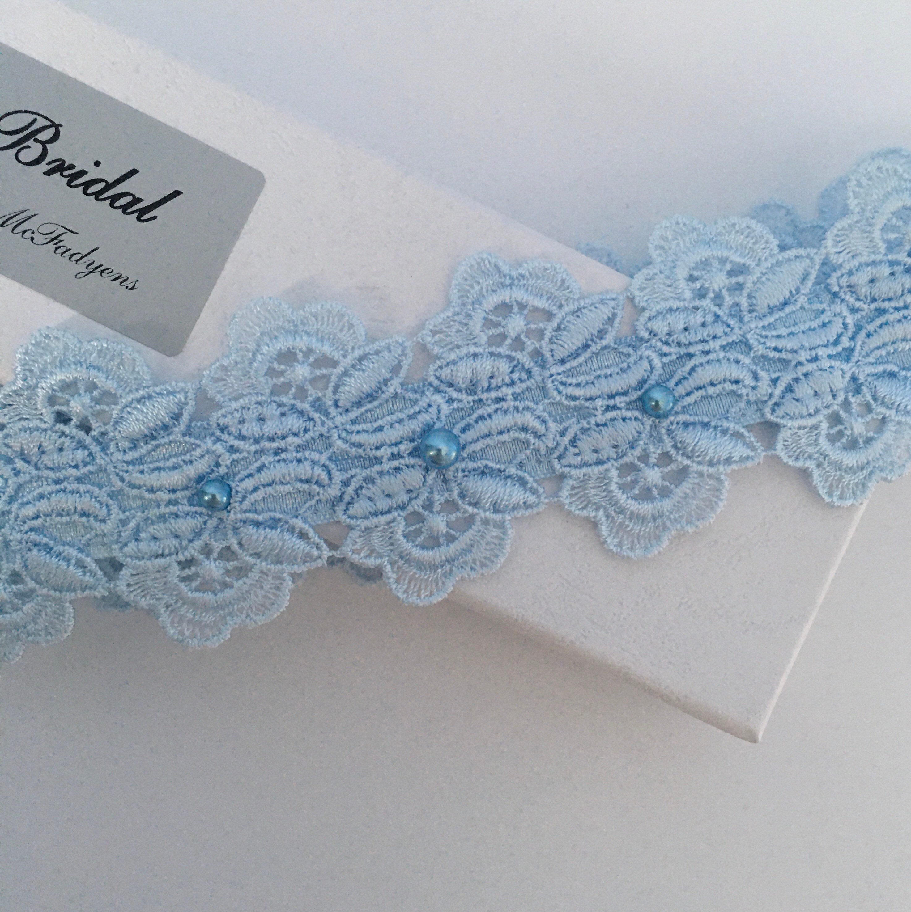 Blue Garter Boxed. Wedding Beaded Guipure Floral Lace - Etsy UK