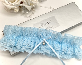 Wedding garter - Blue Layered Lace, S-XL, Gift boxed.