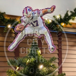 Buffalo Quarterback Jumping Over Christmas Tree Topper Zebra Hurdle