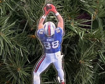 Buffalo Tight End Jumping Touchdown Christmas Tree Ornament TE