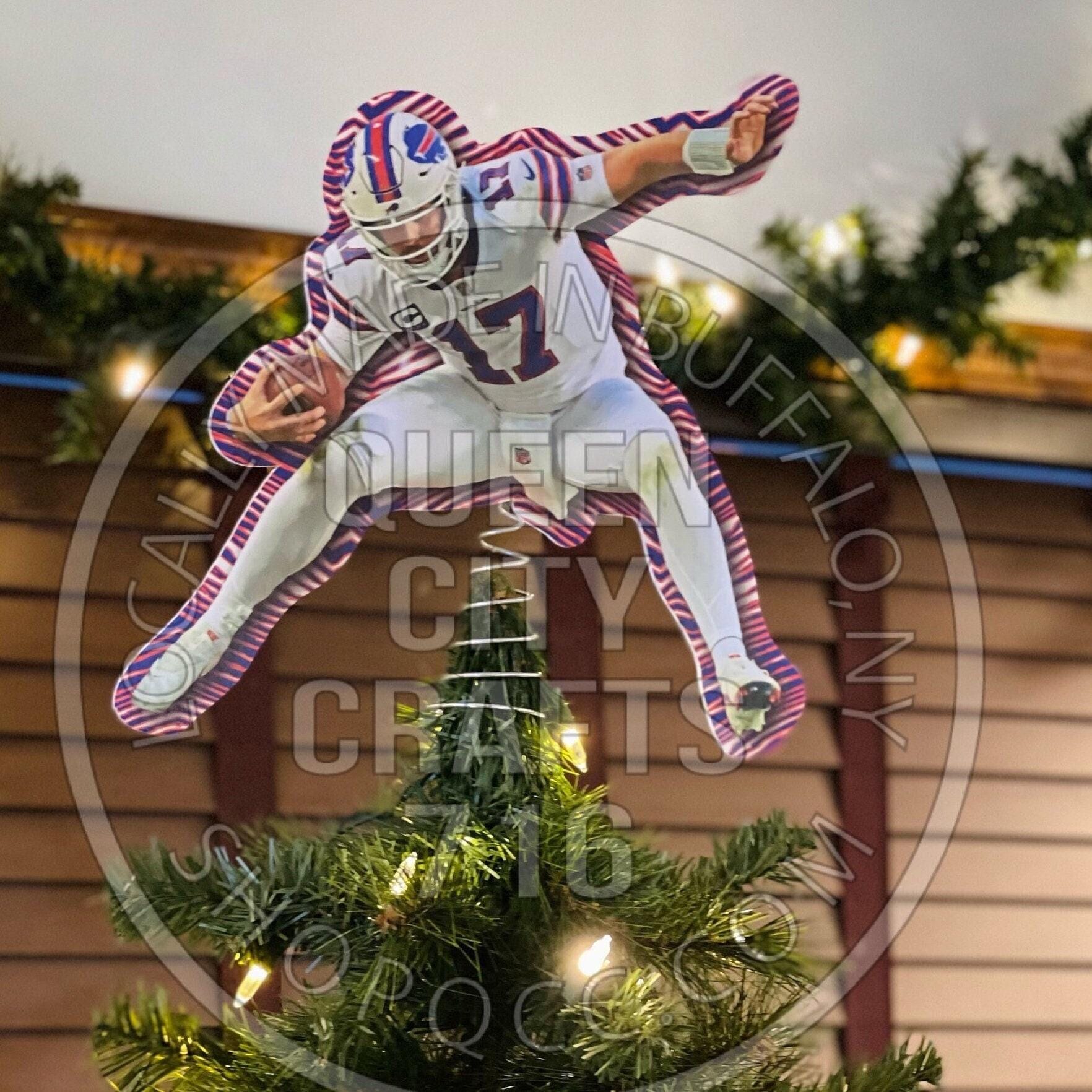 Buffalo Quarterback Jumping Over Christmas Tree Topper Hurdle