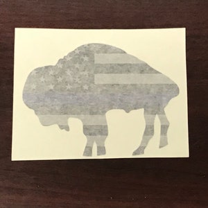 Buffalo NY Thin Blue Line Standing Bison Vinyl Decal Police Reflective Available USA American Flag image 2