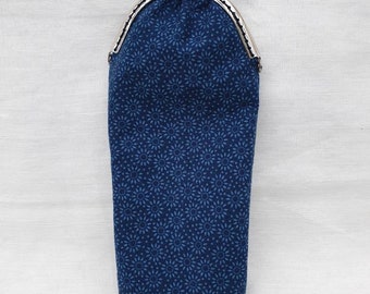 Double Zipper Pouch Fisher Stripe Blue Herringbone Pencil Case
