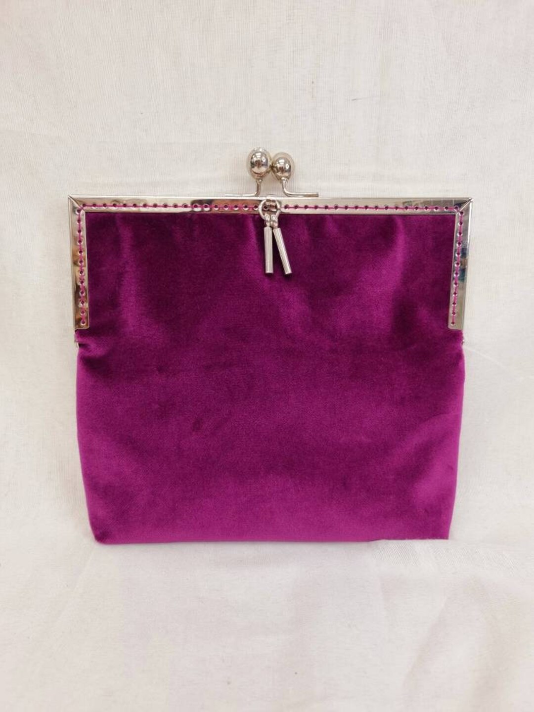 Mulberry Kiss Clasp Clutch/purple Velvet Clutch/kiss Clasp Etsy