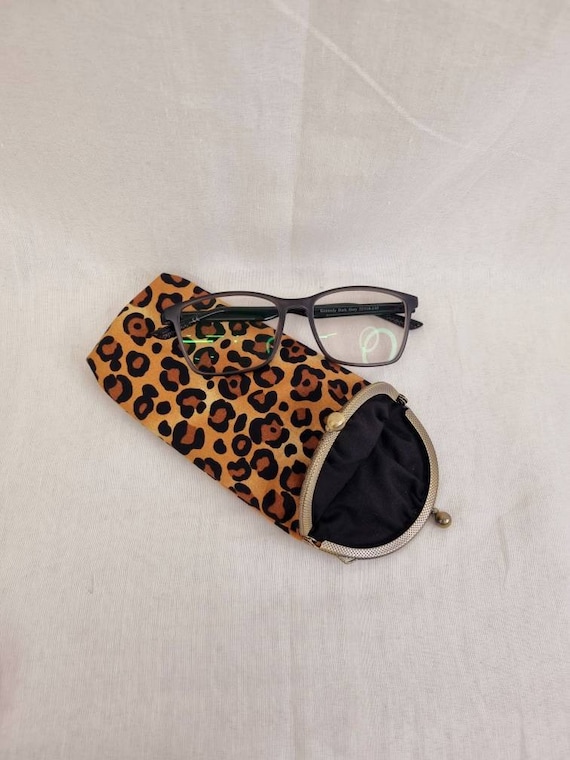 Leopard Print Glasses Case/kiss Clasp Glasses Case/kiss Lock Sunglasses Case/reading  Glasses Case/eyewear Case/pencil Case/crochet Hook Case 