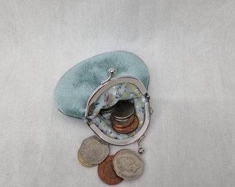 Coin Purse/Change Purse/Frame Purse/Mint Green Velvet Coin Purse/Earphones Pouch/Velvet Purse/Kiss Lock Coin Purse/Rosary Bead Pouch