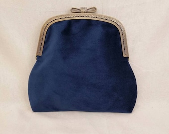 Marineblau Samt Tasche Kuss Verschluss: Strass Bogen, Geldbörse für besondere Anlässe