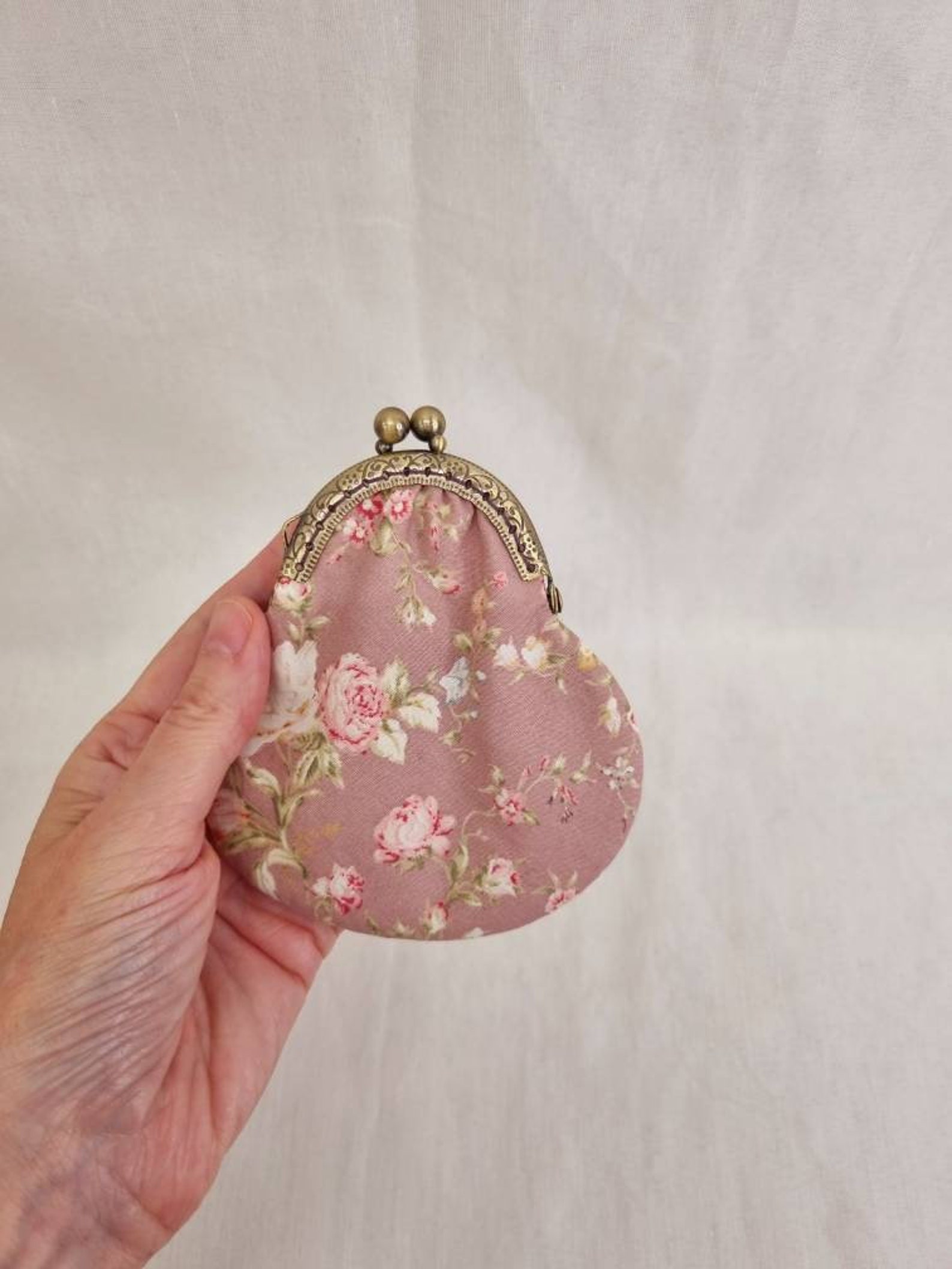 Pink Floral Kiss Clasp Purse/coin Purse/change Purse/little Etsy UK