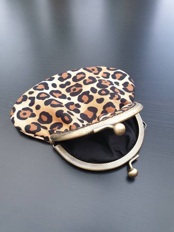 Leopard Print Kiss Clasp Purse Coin Purse Change Purse Money Purse Leopard Print Coin Purse Leopard Print Purse Card Purse Kiss lock Purse