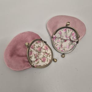 Monedero rosa/Monedero para monedas/Monedero con marco/Cartera/Monedero con cierre/Monedero rosa/Monedero con cierre de beso/Estuche para auriculares/Estuche para rosario/Monedero de terciopelo