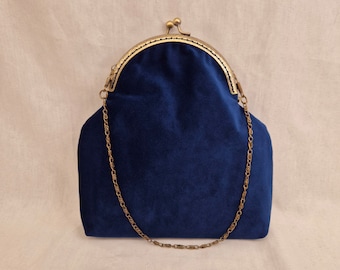 Navy Blau Brautjungfern Clutch Bag/Blau Brautjungfern Clutch/Hochzeit Tasche/Brautjungfern/Abschlussball/Meerjungfrau Samt Geldbörse/Navy Blauer Rahmen Geldbeutel/Spange