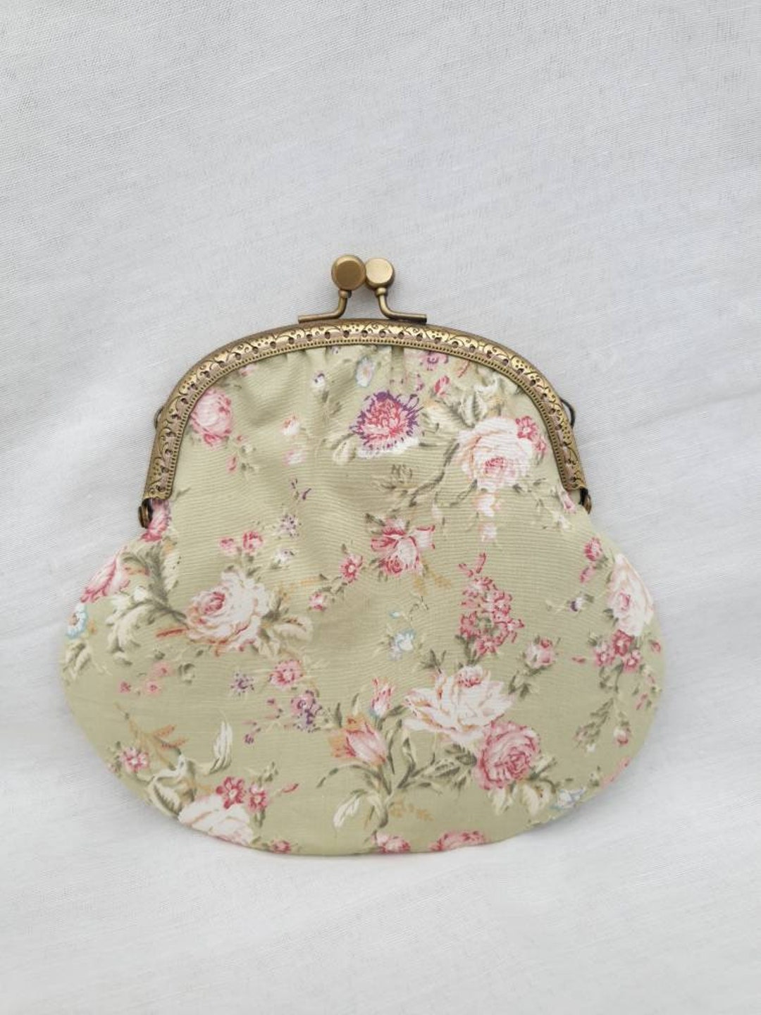 Green Floral Purse/floral Coin Purse/large Kiss Clasp Purse/kiss Lock Purse/money Purse/coin
