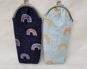 Rainbow Glasses Case: Kiss Clasp Eyewear Pouch