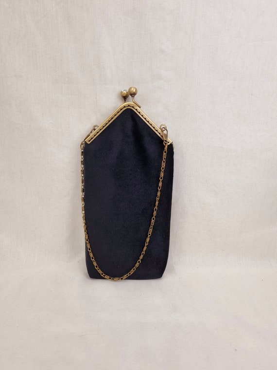 Schwarzer Samt Kiss Verschluss Clutch Tasche/Hochzeit Tasche/Kleine  Schwarze Tasche/Abschlussball/Schwarz Samt Handtasche/Schwarz Samt Rahmen 