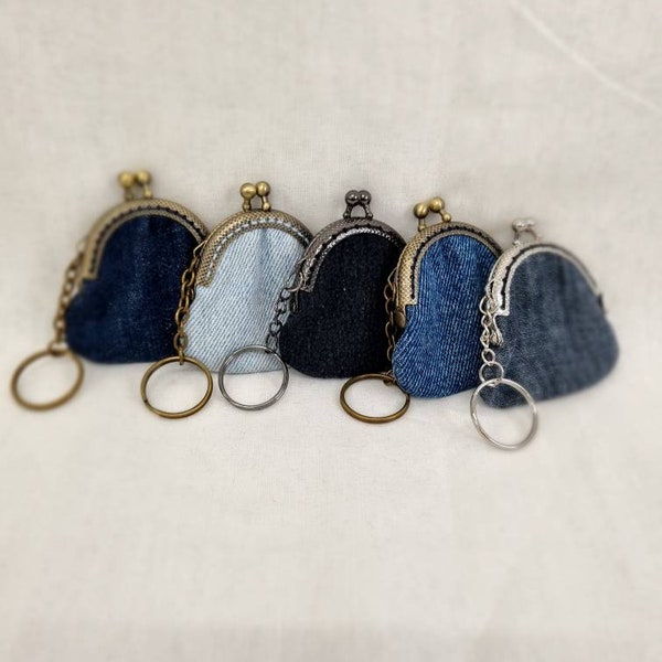 Denim Keychain Purse/Keyring Purse/Change Purse/Keyring Wallet/Trolley Coin Purse/Keyring/Denim Purse Keyring/Keychain Purse/Tiny Purse