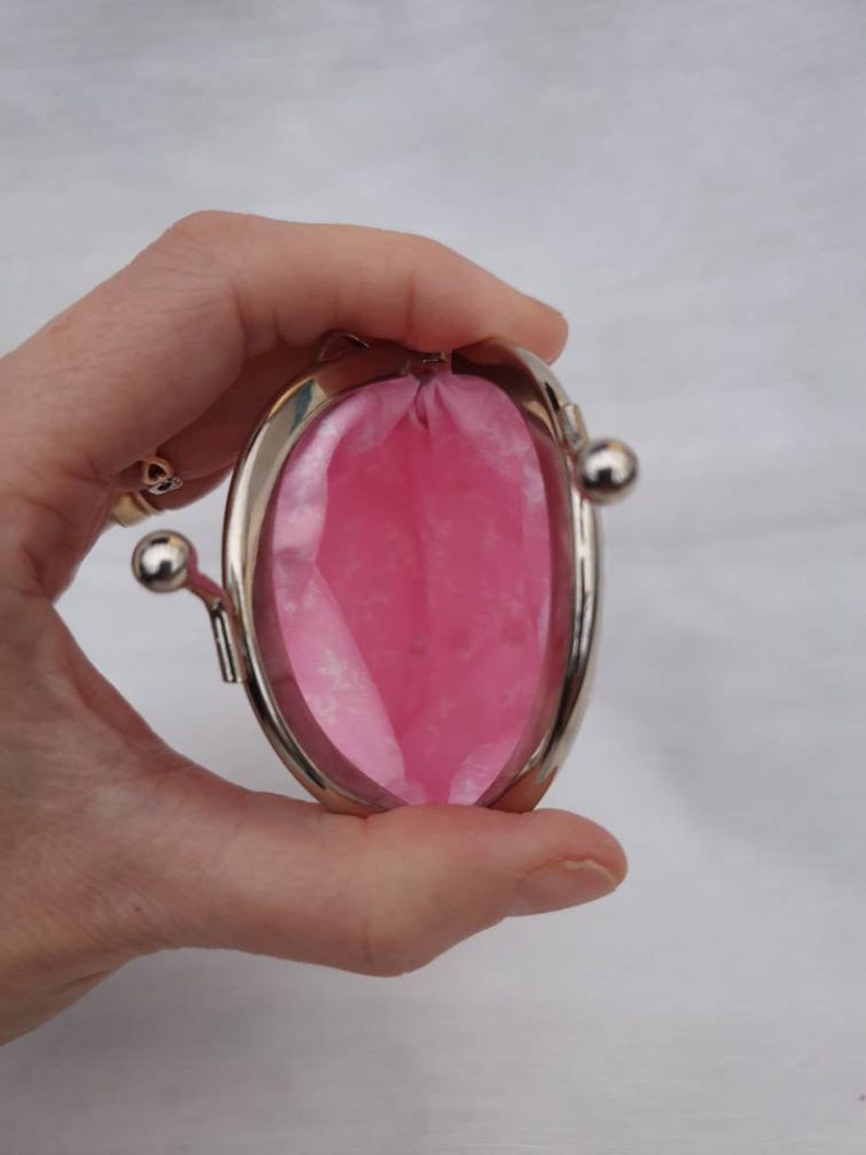 Pink Floral Kiss Clasp PurseCoin PurseChange PurseLittle Pink Coin PurseMoney PurseKiss Lock Coin PursePink Floral and Bow Coin Purse.