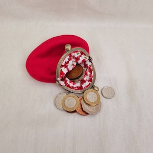 Monedero/Monedero con marco/Cartera/Monedero de terciopelo rojo con cierre de beso/Estuche para auriculares/Monedero de terciopelo rojo/Estuche para rosario