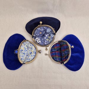 Koningsblauwe fluwelen portemonnee/Kiss Clasp portemonnee/Change portemonnee/Geldportemonnee/Middelgrote portemonnee/kaart portemonnee/fluwelen portemonnee/Portemonnee/blauwe portemonnee