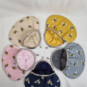 Gelb / Grau / Navy / Pink / Beige Bienen Geldbörse/Bienen Geldbörse/Geldbeutel/Geldbeutel/Mittelgroße Geldbörse/Geldbörse/Bumblebee Kiss Lock Geldbörse/Bienen Geldbörse