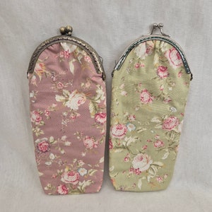 Floral Kiss Clasp Glasses Case/Reading Glasses/Eyewear Case/Sunglasses Case/Pencil Case/Kiss Lock Glasses Case/Crochet Hook Case/Frame Case