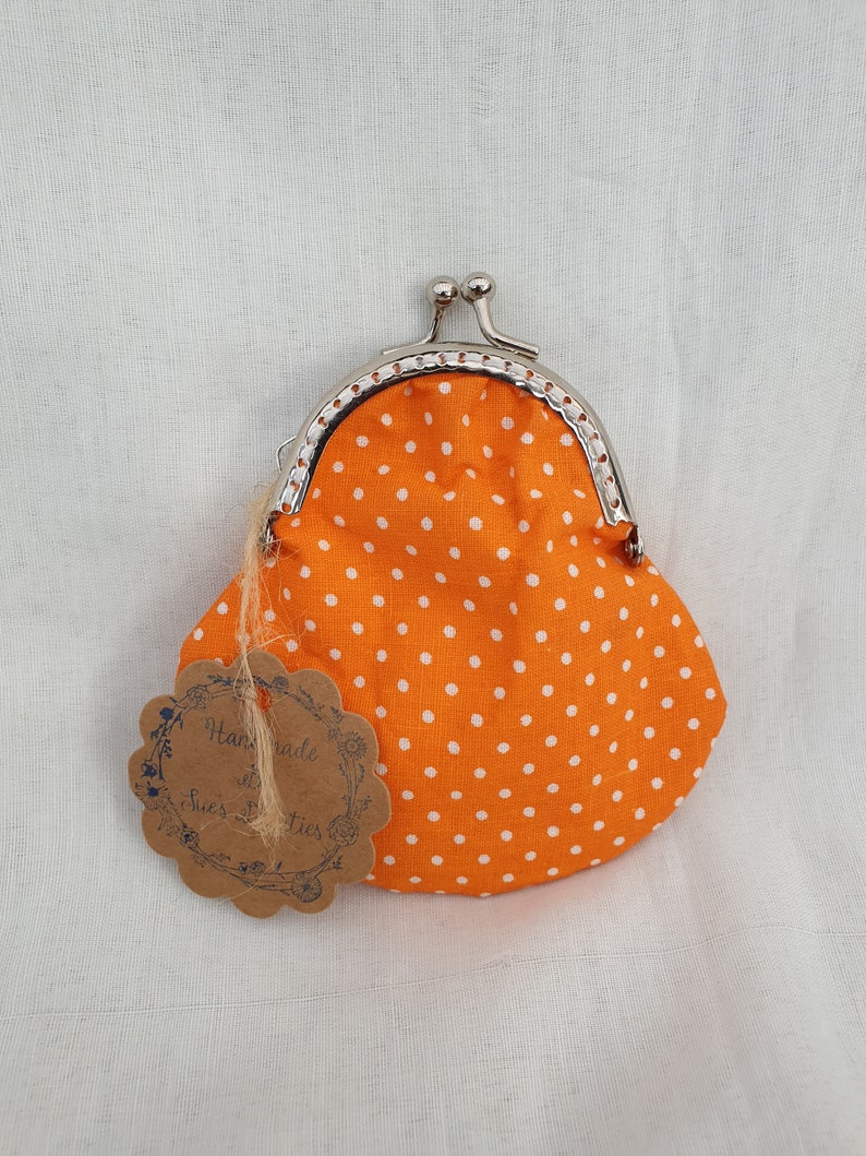 Orange Polka Dot Kiss Clasp PurseCoin PurseChange PurseSmall Purse