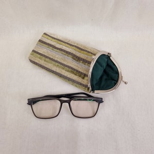 Green Kiss Clasp Glasses Case/Reading Glasses/Green Eyewear Case/Sunglasses Case/ Pencil Case/Kiss Lock Glasses Case/Upcycled Glasses Case