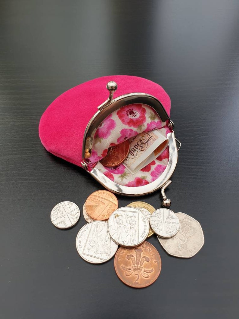 Pink Velvet Coin Purse/Kiss Clasp Coin Purse/Small Change Etsy