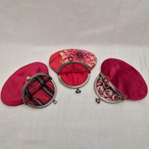 Red Velvet Coin Purse: Handmade Kiss Clasp Frame