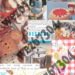 Retro Vintage 1950s Cookery Food Baking Kitchen Collage Ephemera Pages for Junk Journals Wall Art - Printable Digital Downloads