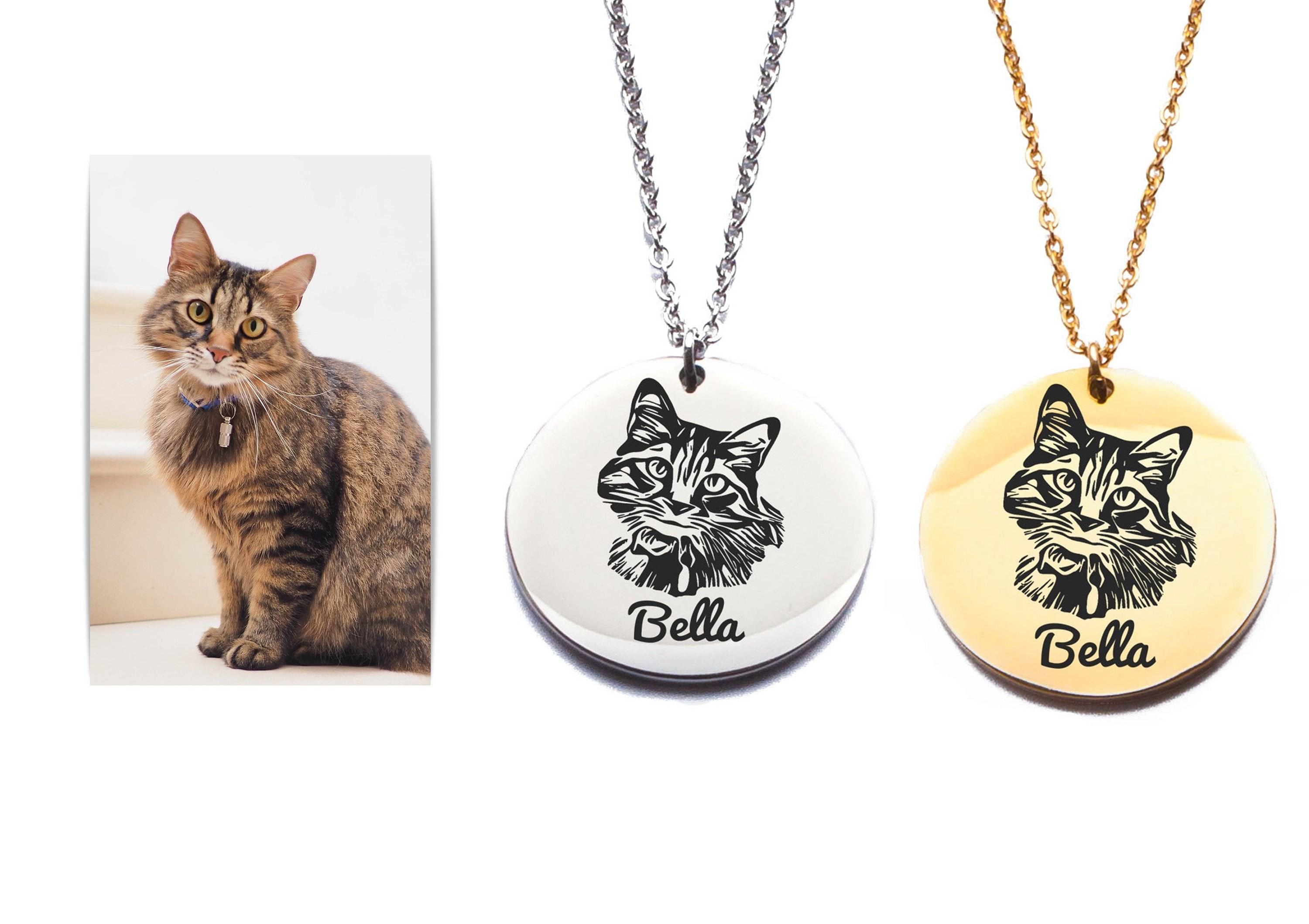 Cat Necklace Personalized Cat Memorial Jewelry Pet Loss Gifts Etsy