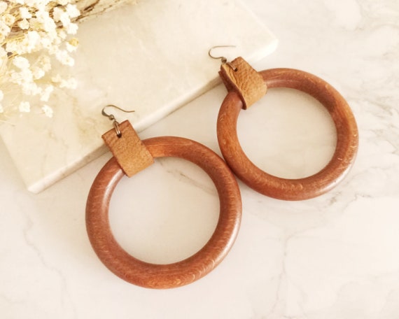 Big wooden best sale earrings