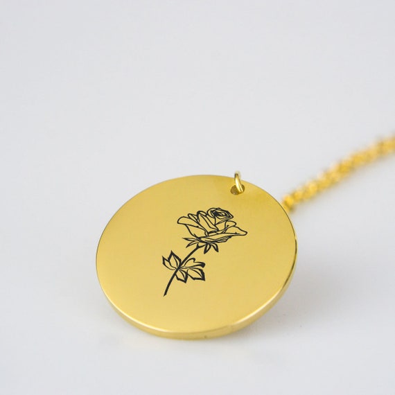 Birth Flower Necklace June Birth Flower Jewelry Gift for Etsy