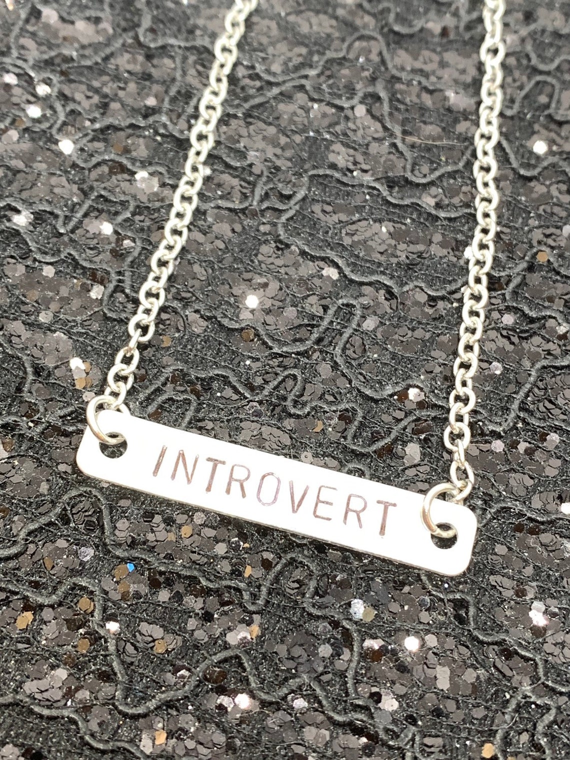 Introvert Necklace Hand Stamped Metal Jewelry - Etsy