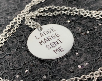 Pee-Wee's Big Adventure Large Marge Necklace Hand Stamped Metal Jewelry