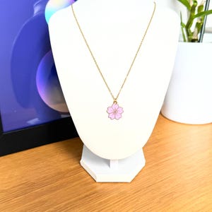Dainty Gold Cherry Blossom Necklace: Minimalist Sakura Pendant