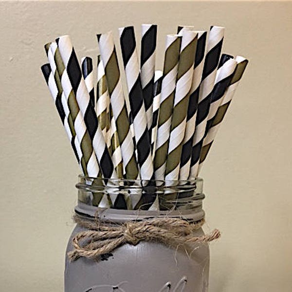 Black Paper Straws Etsy