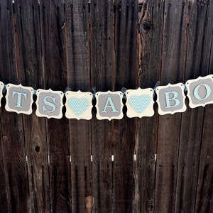 Boy or Girl Baby Banner, Polka Dot Pink or Blue, Baby Shower Banner, Baby Shower Decorations, Pink and Gray Its A Girl banner, its a boy image 2