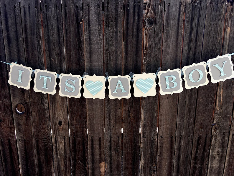 Boy or Girl Baby Banner, Polka Dot Pink or Blue, Baby Shower Banner, Baby Shower Decorations, Pink and Gray Its A Girl banner, its a boy image 2