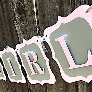 Boy or Girl Baby Banner, Polka Dot Pink or Blue, Baby Shower Banner, Baby Shower Decorations, Pink and Gray Its A Girl banner, its a boy image 3