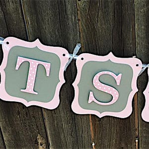Boy or Girl Baby Banner, Polka Dot Pink or Blue, Baby Shower Banner, Baby Shower Decorations, Pink and Gray Its A Girl banner, its a boy image 5
