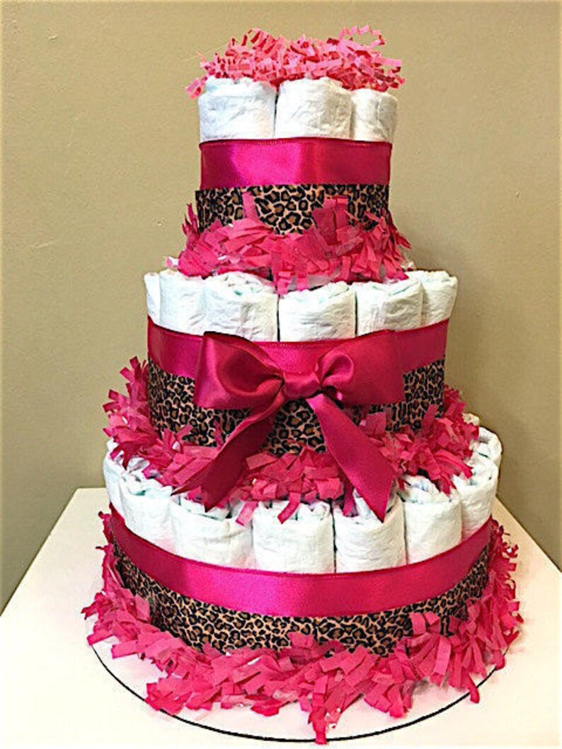 Leopard And Hot Pink Diaper Cakes Leopard Hot Pink Etsy