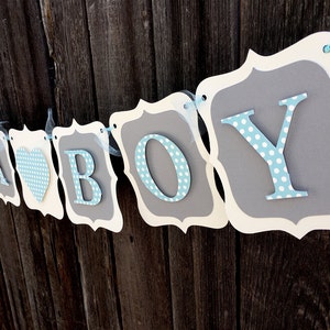 Boy or Girl Baby Banner, Polka Dot Pink or Blue, Baby Shower Banner, Baby Shower Decorations, Pink and Gray Its A Girl banner, its a boy image 1