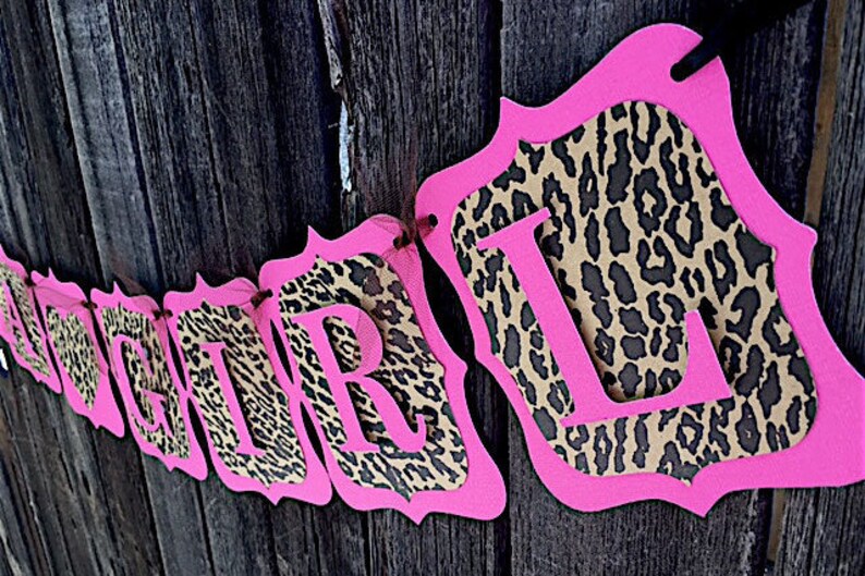 Leopard And Pink Its A Girl Banner Leopard And Hot Pink Baby Etsy
